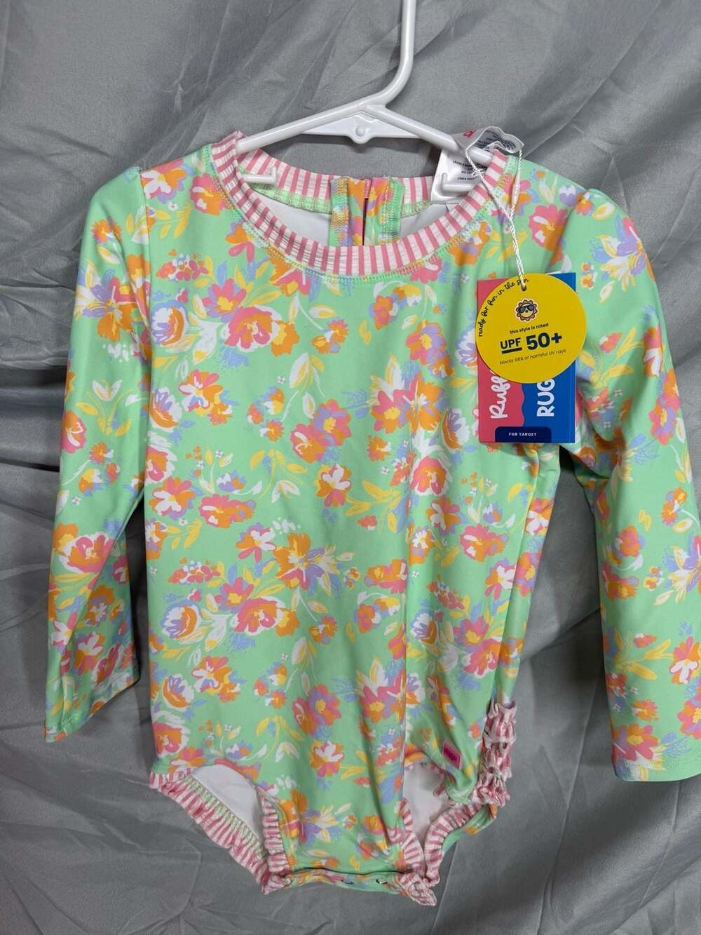 RuffleButts Long Sleeve Swimsuit Size 4T Floral